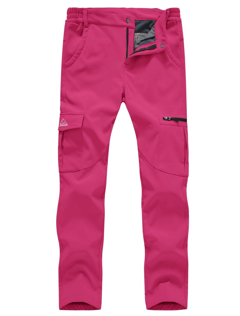 Gopune Women's Snow Ski Waterproof Softshell Snowboard Pants Outdoor Hiking Fleece Lined (Rose Red,L) - Image 1